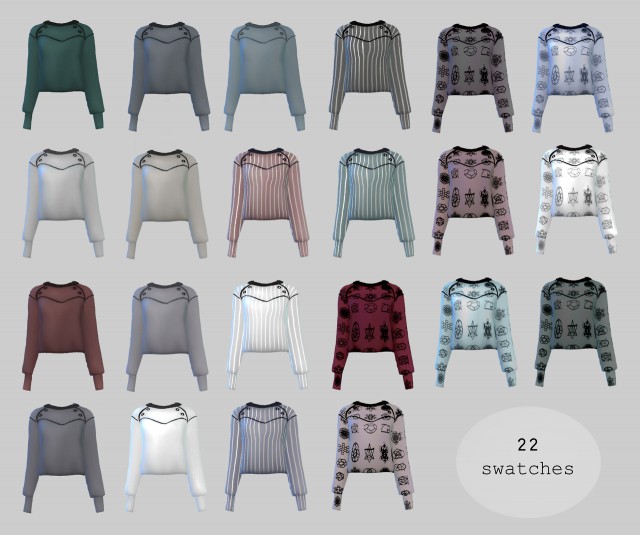 Sims 4 Ryllae Юбка и блуза Matching Sweater & Skirt by Ryllae - Женская одежда для ...