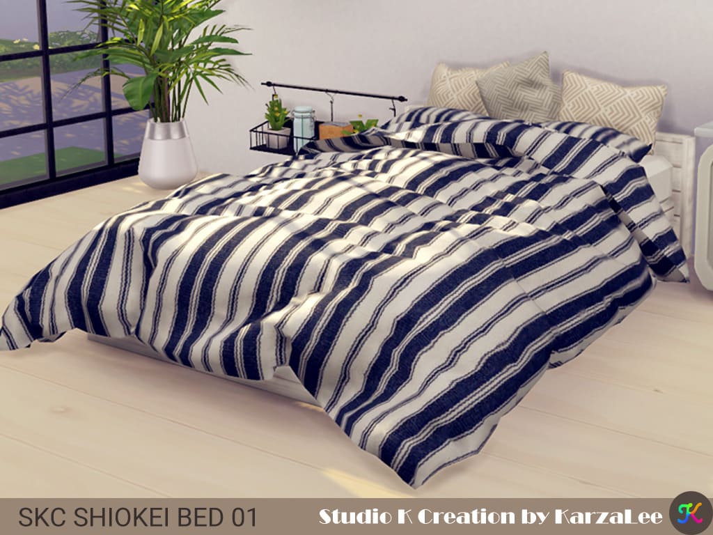 Кровать shiokei bed от karzalee для Симс 4