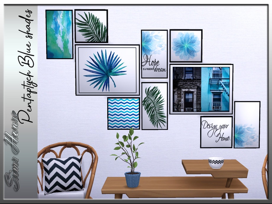 Картина Pentaptych Blue shades от Sims House для Симс 4