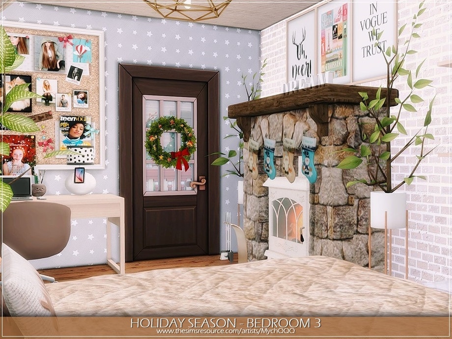 Спальня Holiday Season Bedroom 3 от MychQQQ  для Симс 4