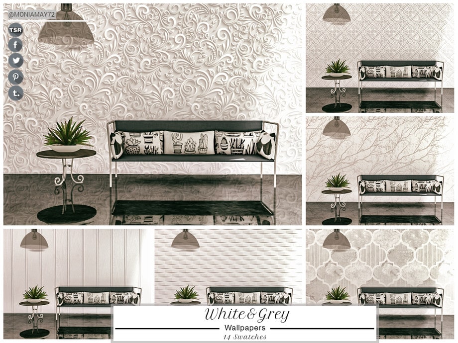 Обои White&Grey Wallpapers от Moniamay72 для Симс 4