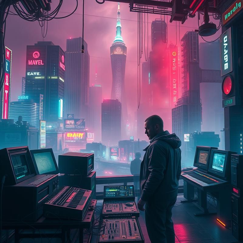 synthwave style AI art