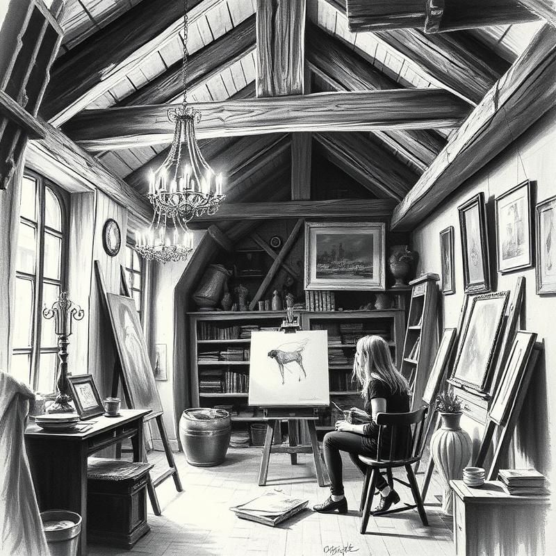 charcoal drawing style AI art