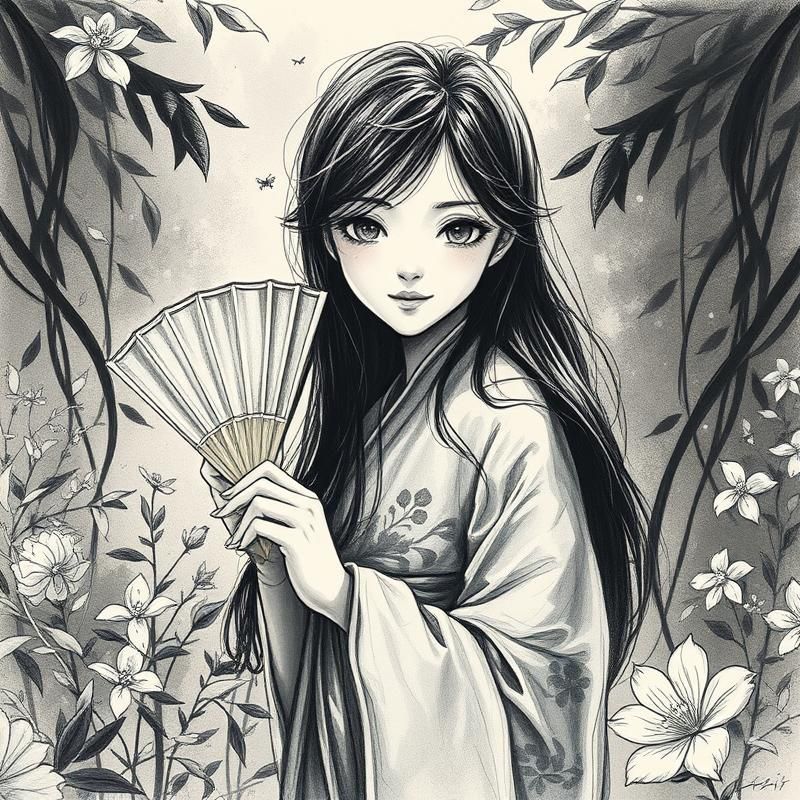 charcoal drawing style AI art