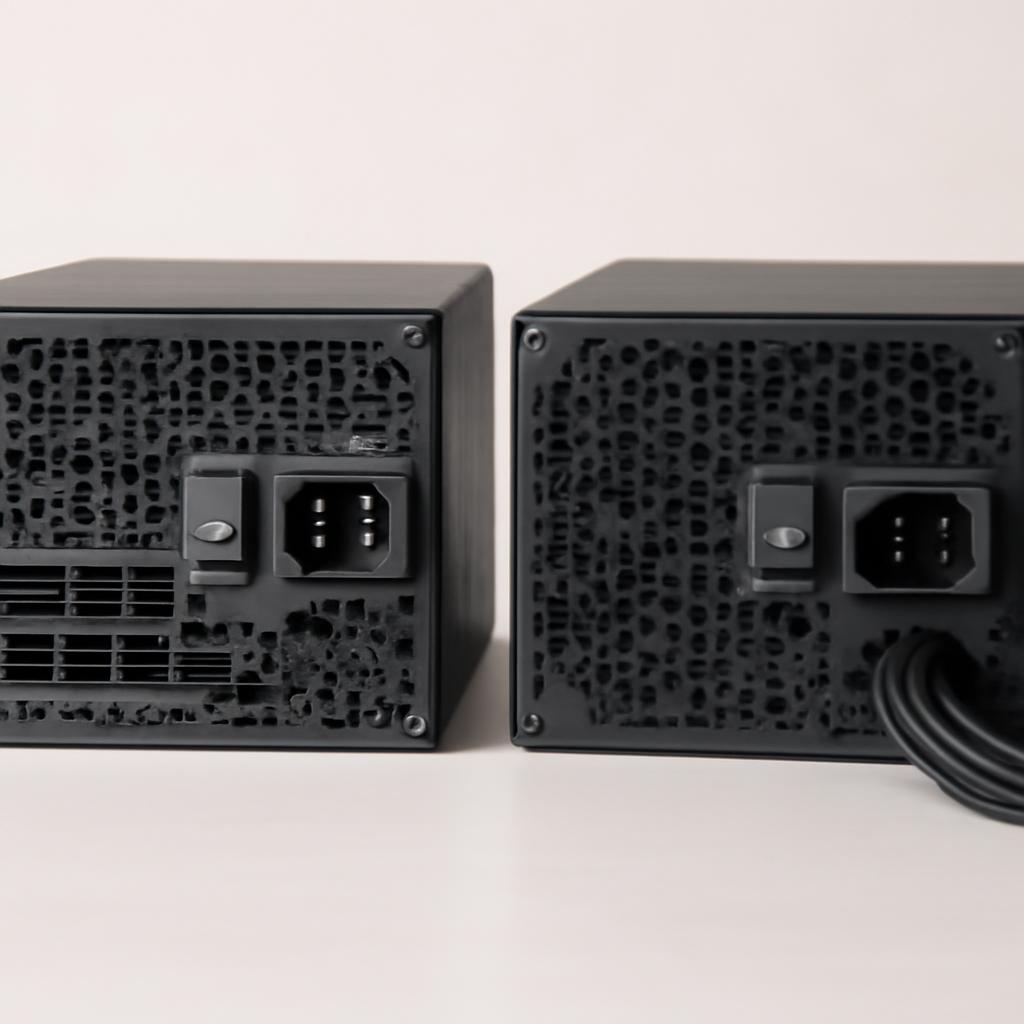 Сравнение задней панели модульного и немодульного блока питания