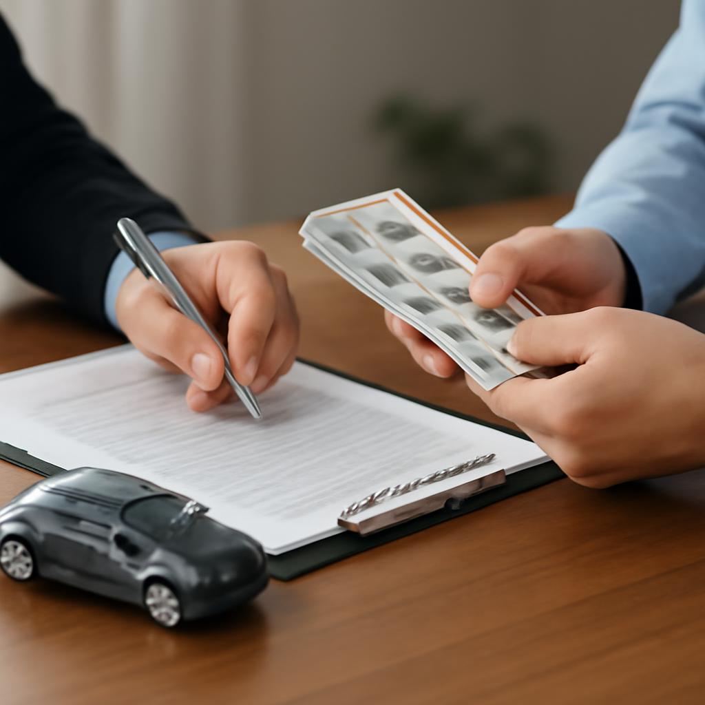 Подписание договора купли-продажи автомобиля и передача денег
