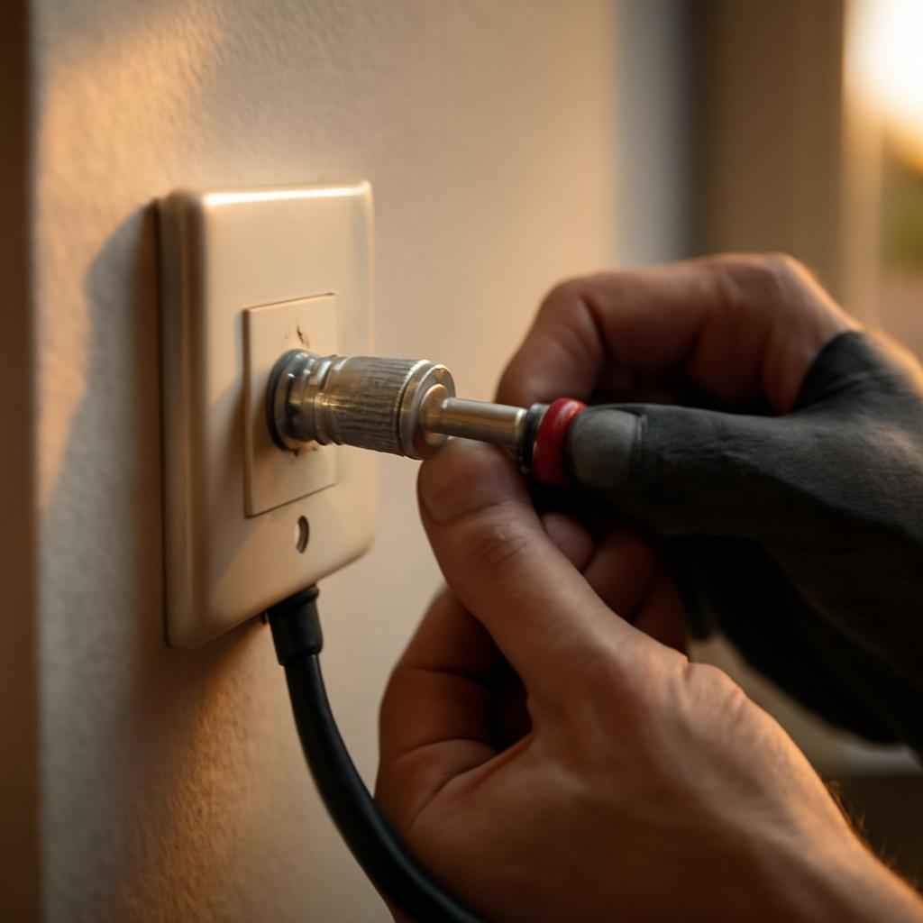 Установка коаксиального ВЧ соединителя с элементами безопасности в частном доме