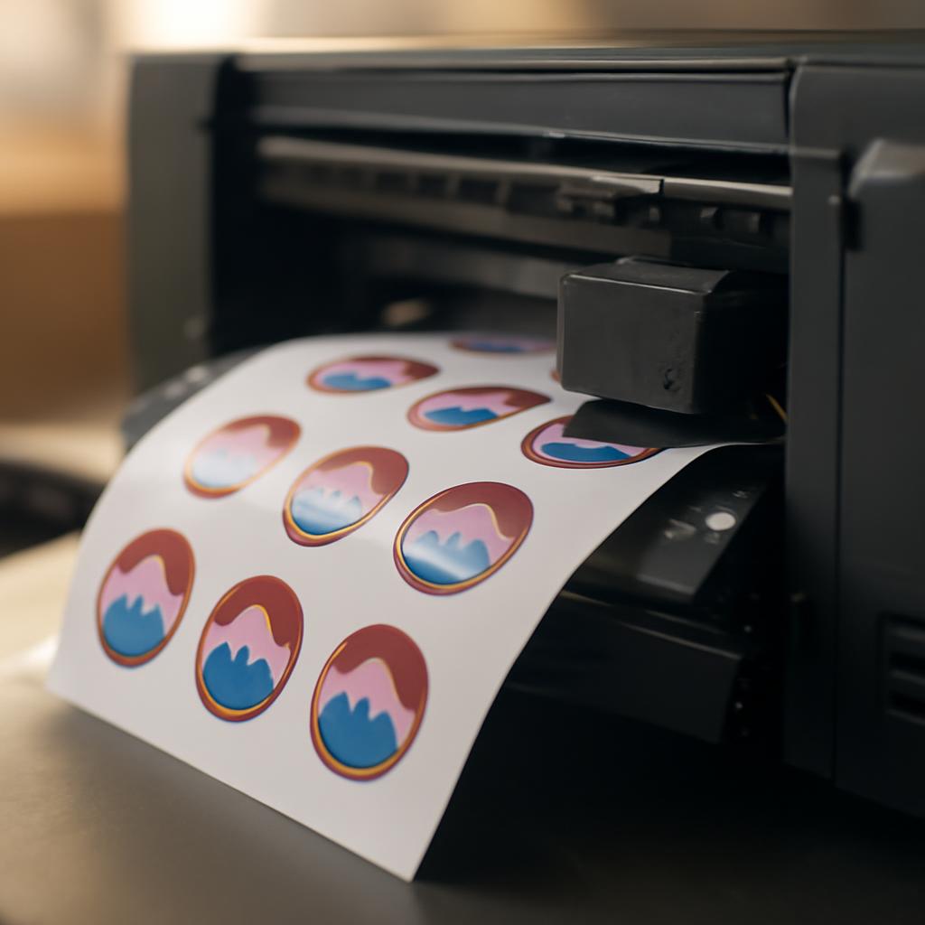 Процесс цифровой печати стикеров на оборудовании