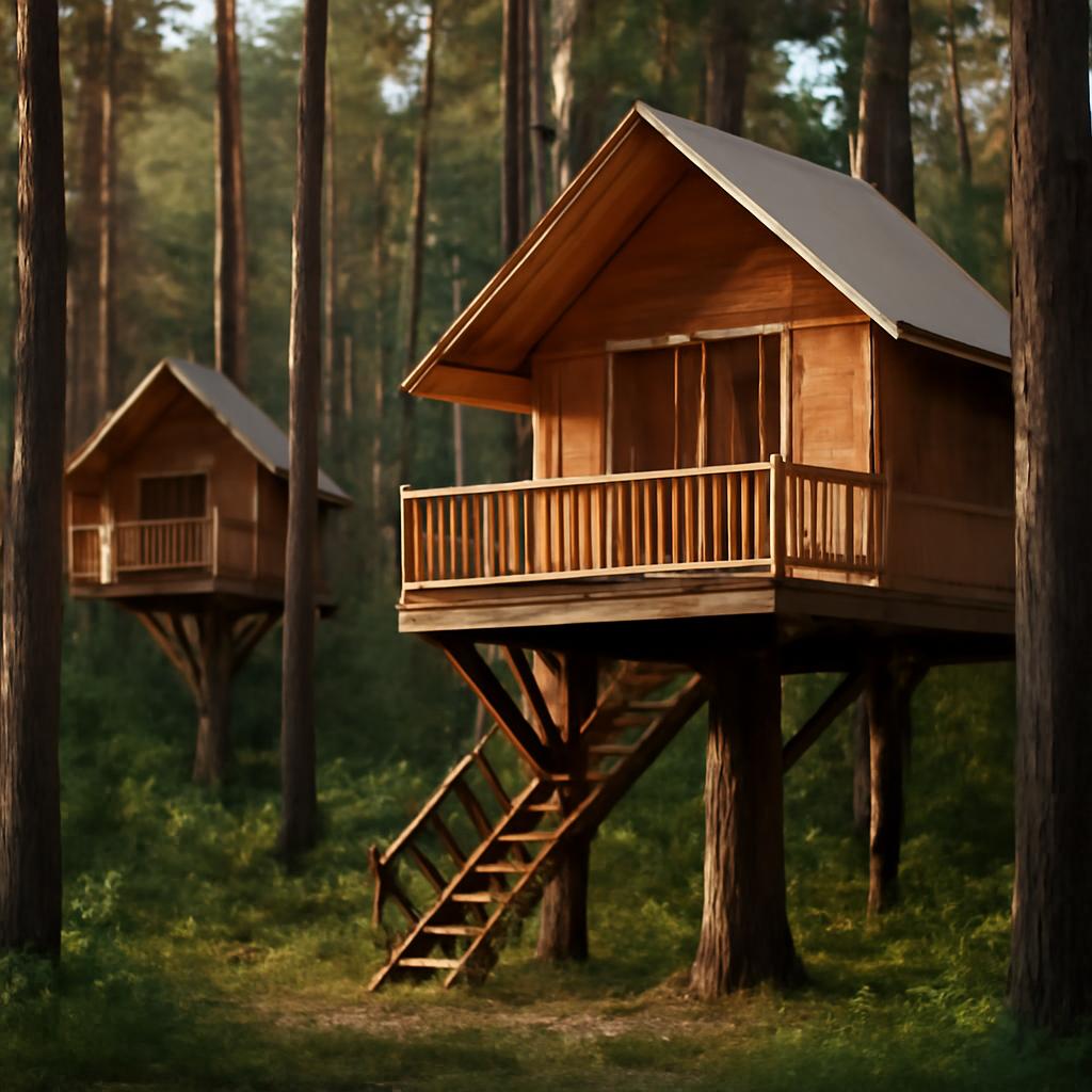 Лесной глэмпинг с домиками на деревьях