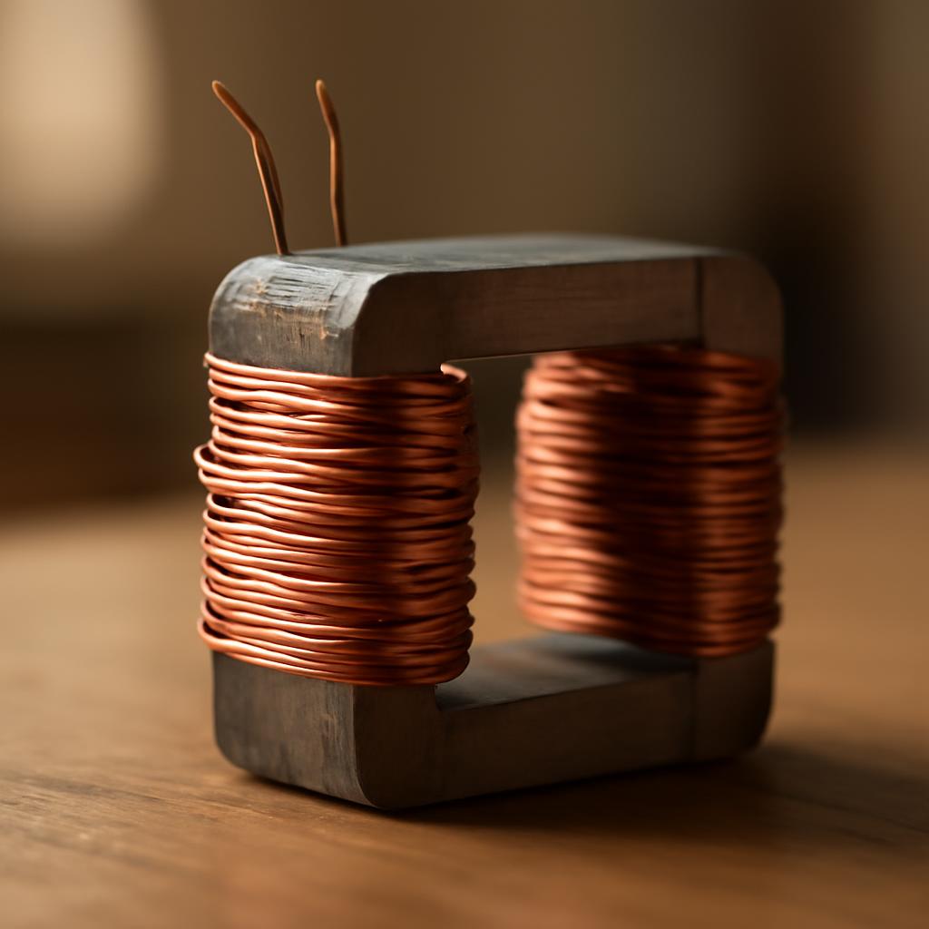 Схема импульсного трансформатора с обмотками и сердечником