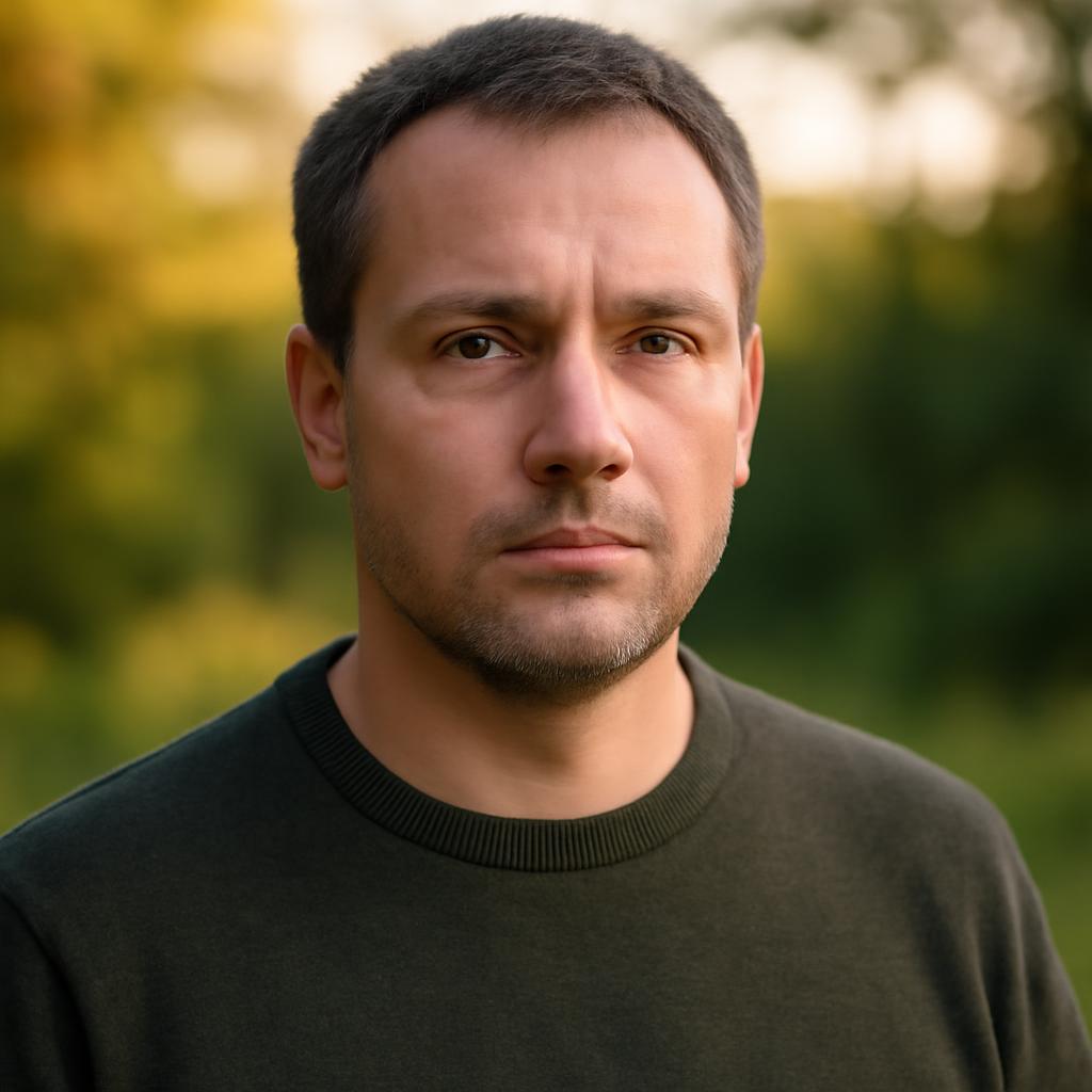 Виктор Козлов — портрет автора статьи, профессиональный фото на фоне природы