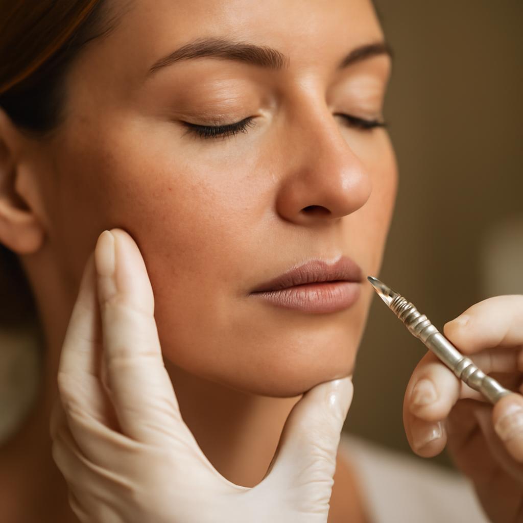 Процедура инъекции препарата для мезотерапии на лице