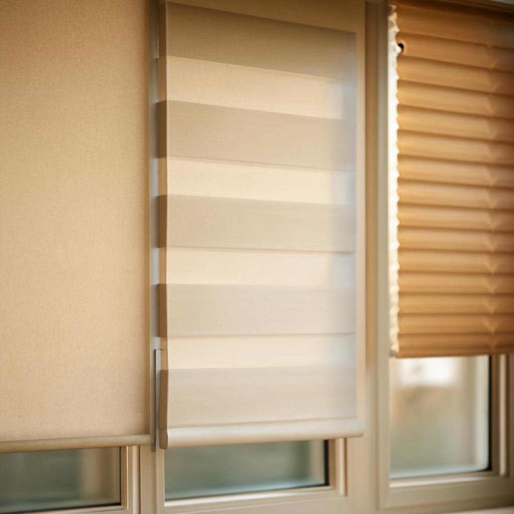 Различные типы рулонных штор для офиса