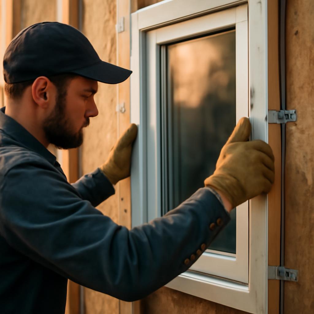 Установка окна в частном доме в Нижнекамске с металлическими элементами