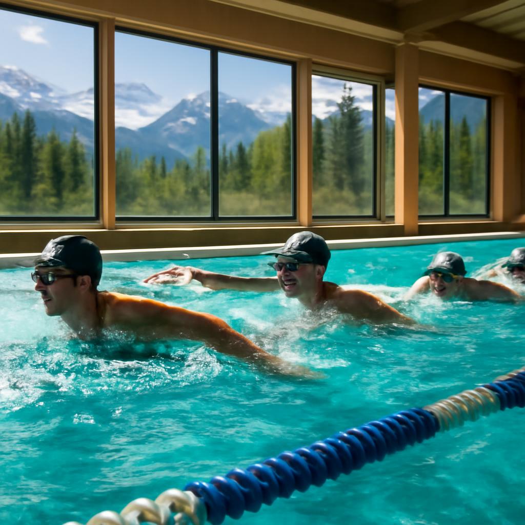 Тренировка плавания в бассейне эко-отеля Архыза