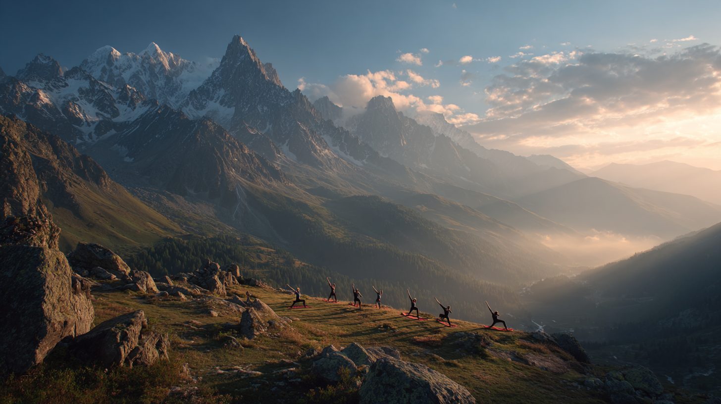 Упражнения пилатеса в горах Кавказа