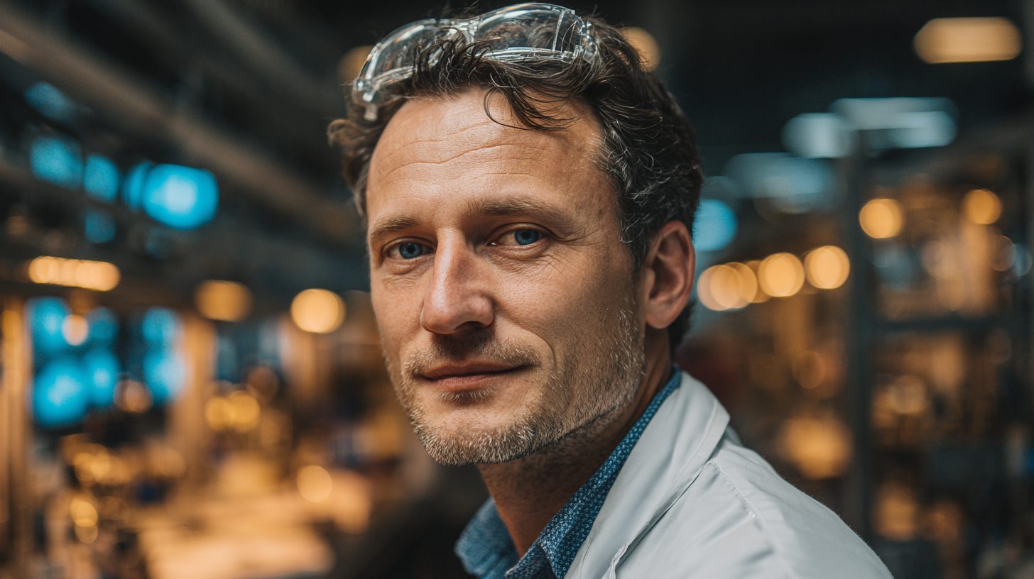 Олег Воронов — портрет инженера в лабораторной обстановке с элементами упаковочного оборудования