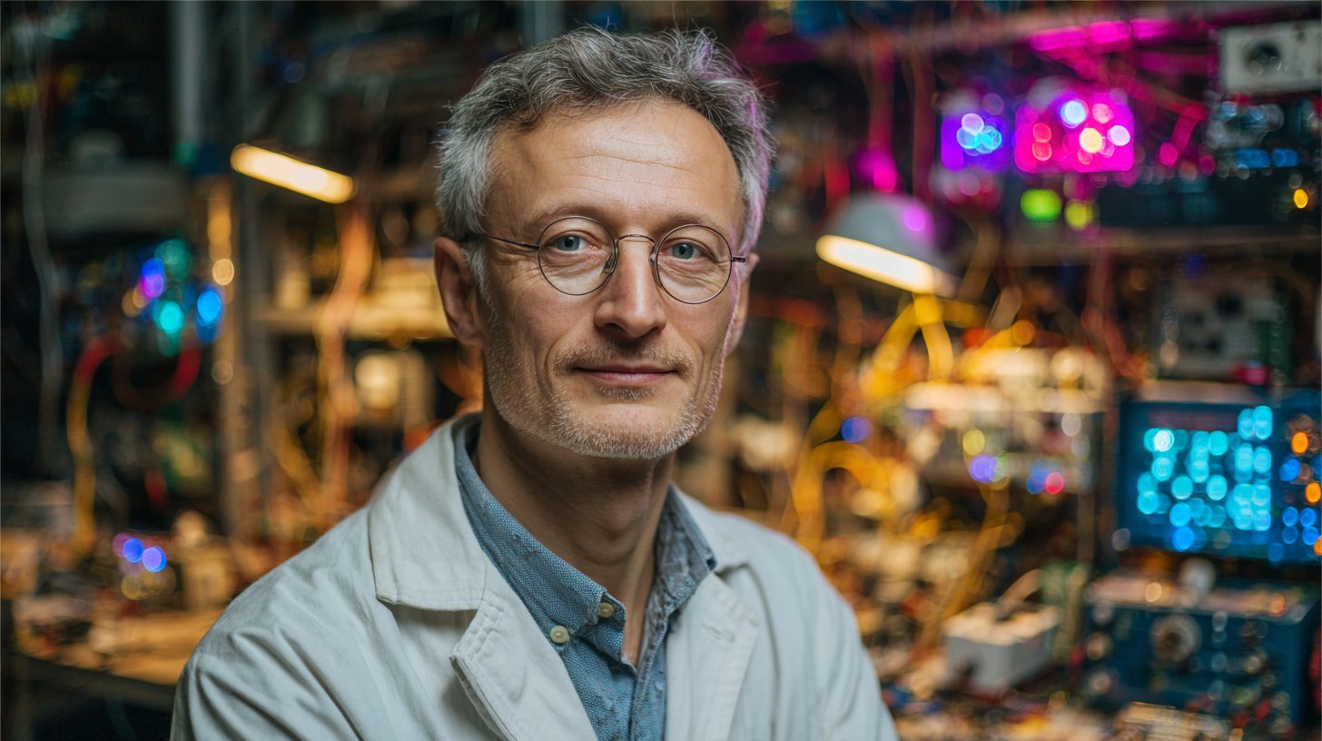 Сергей Ковалёв — портрет инженера в лабораторной обстановке с элементами электротехники