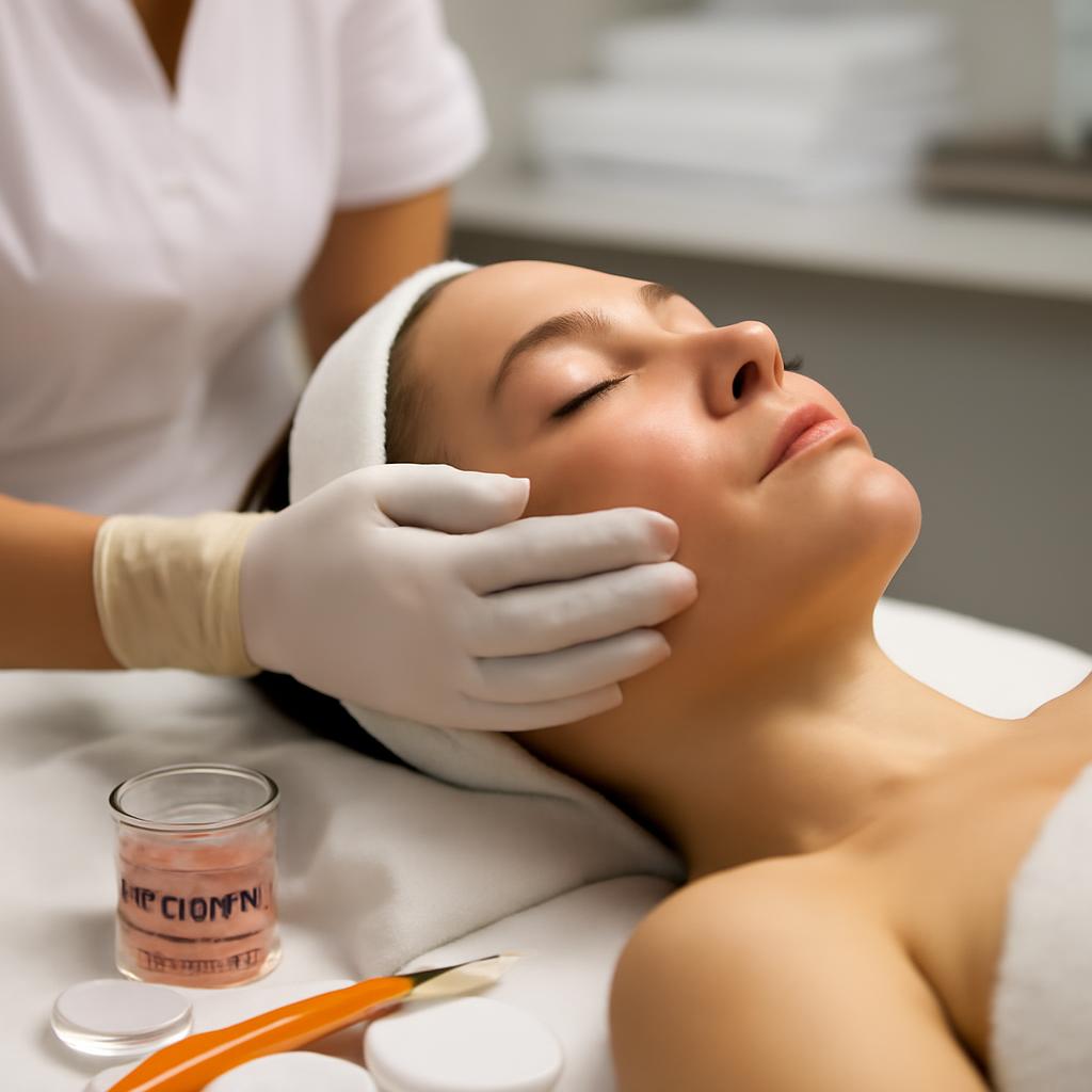 Этапы нанесения кораллового пилинга Rose de Mer