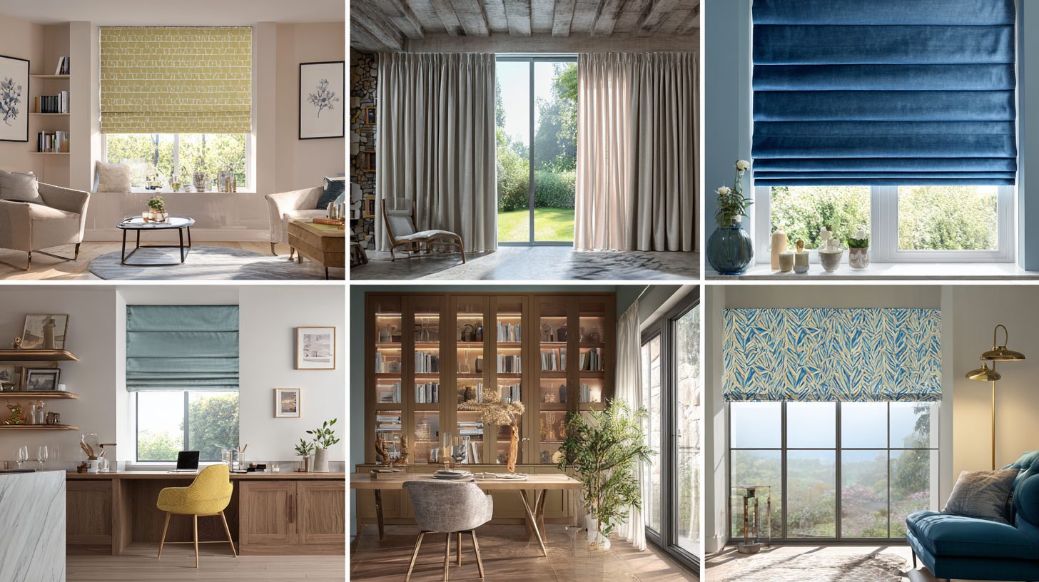 Различные модели римских штор для разных помещений