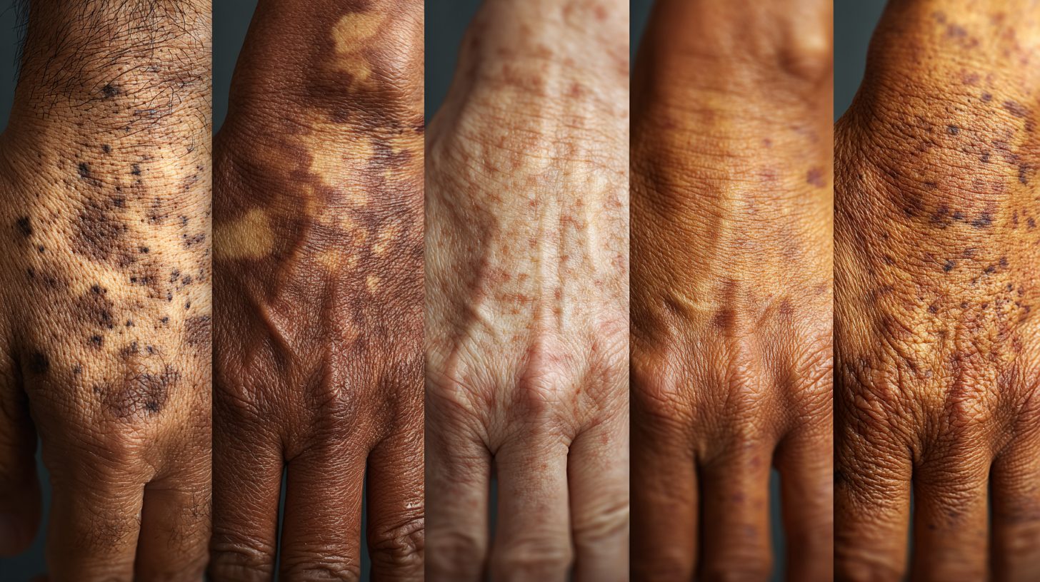 Фотографии различных типов пигментных пятен на коже