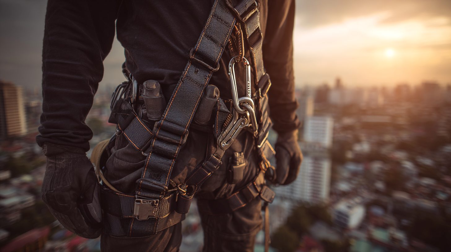 Полная привяжь для работы на высоте с ремнями и карабинами