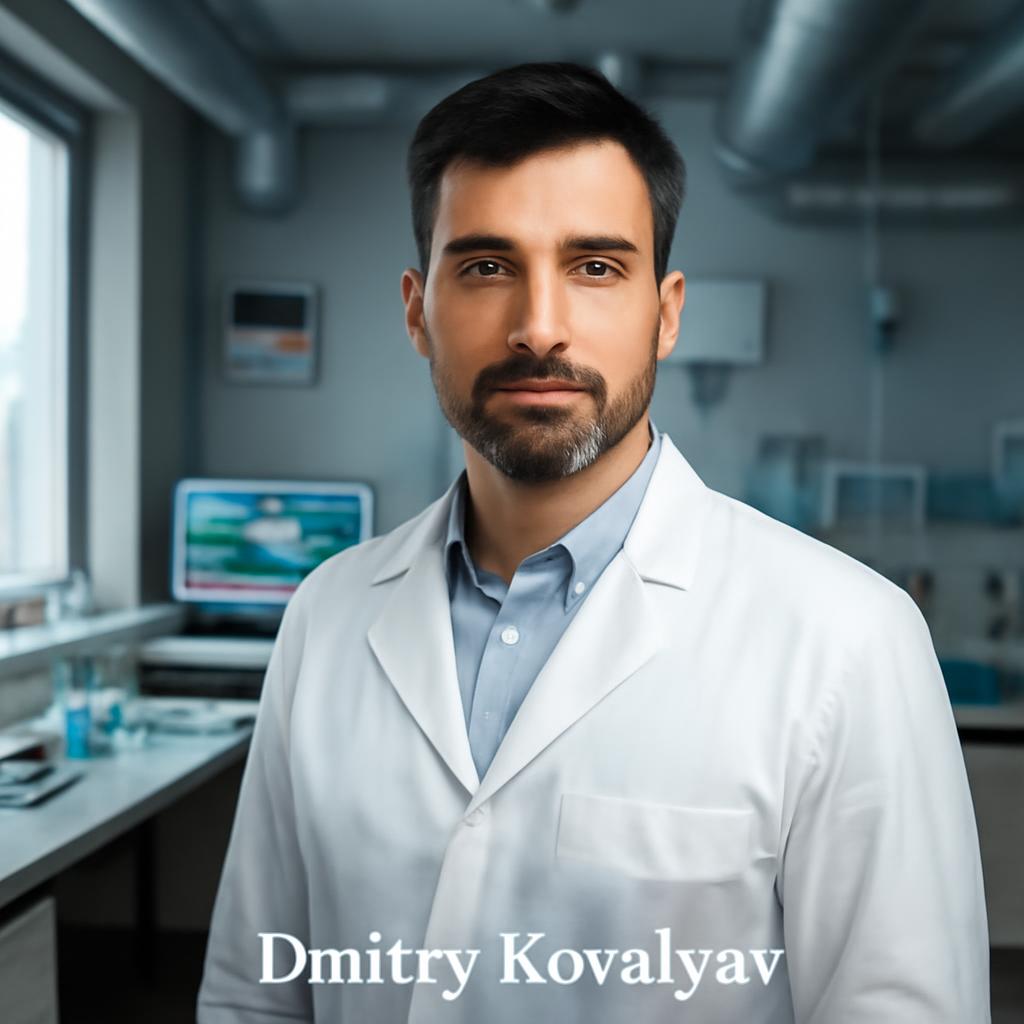 Дмитрий Ковалёв — профессиональный портрет инженера в лабораторной обстановке с элементами климатического оборудования