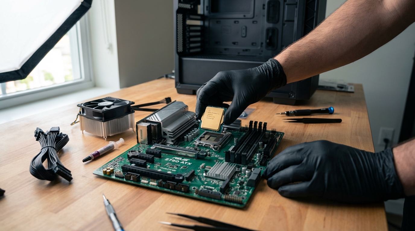 Сборка материнской платы и процессора для домашнего сервера