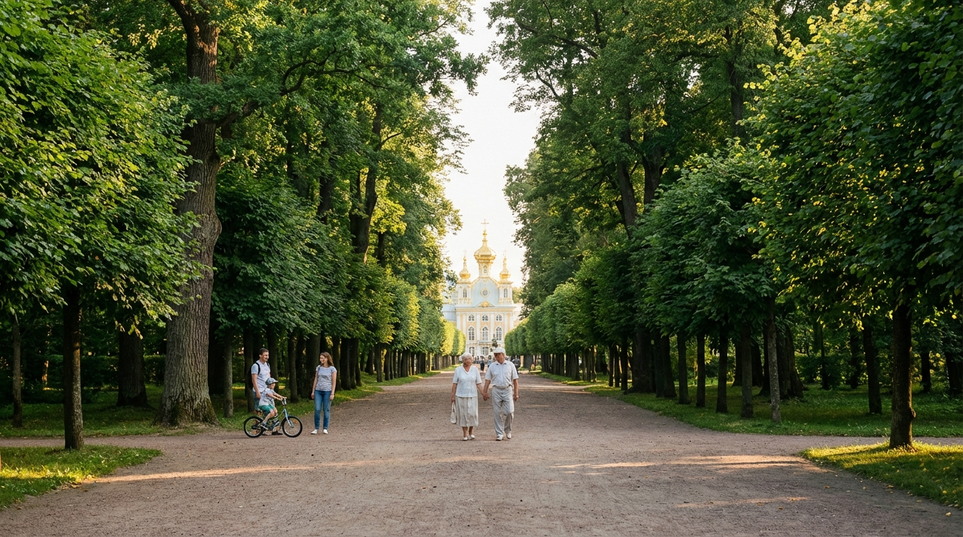Прогулка по аллеям Верхнего парка в Петергофе