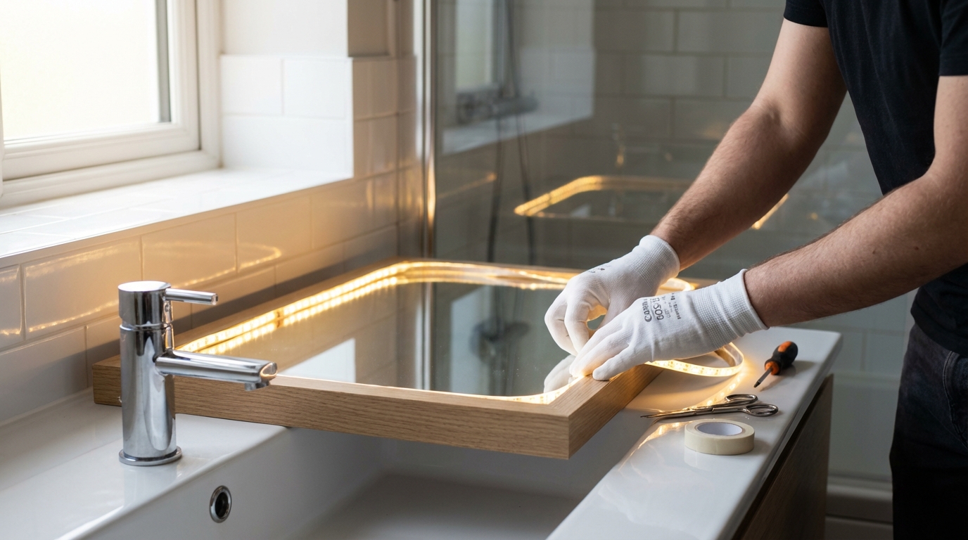 Сборка LED-подсветки для зеркала в ванной