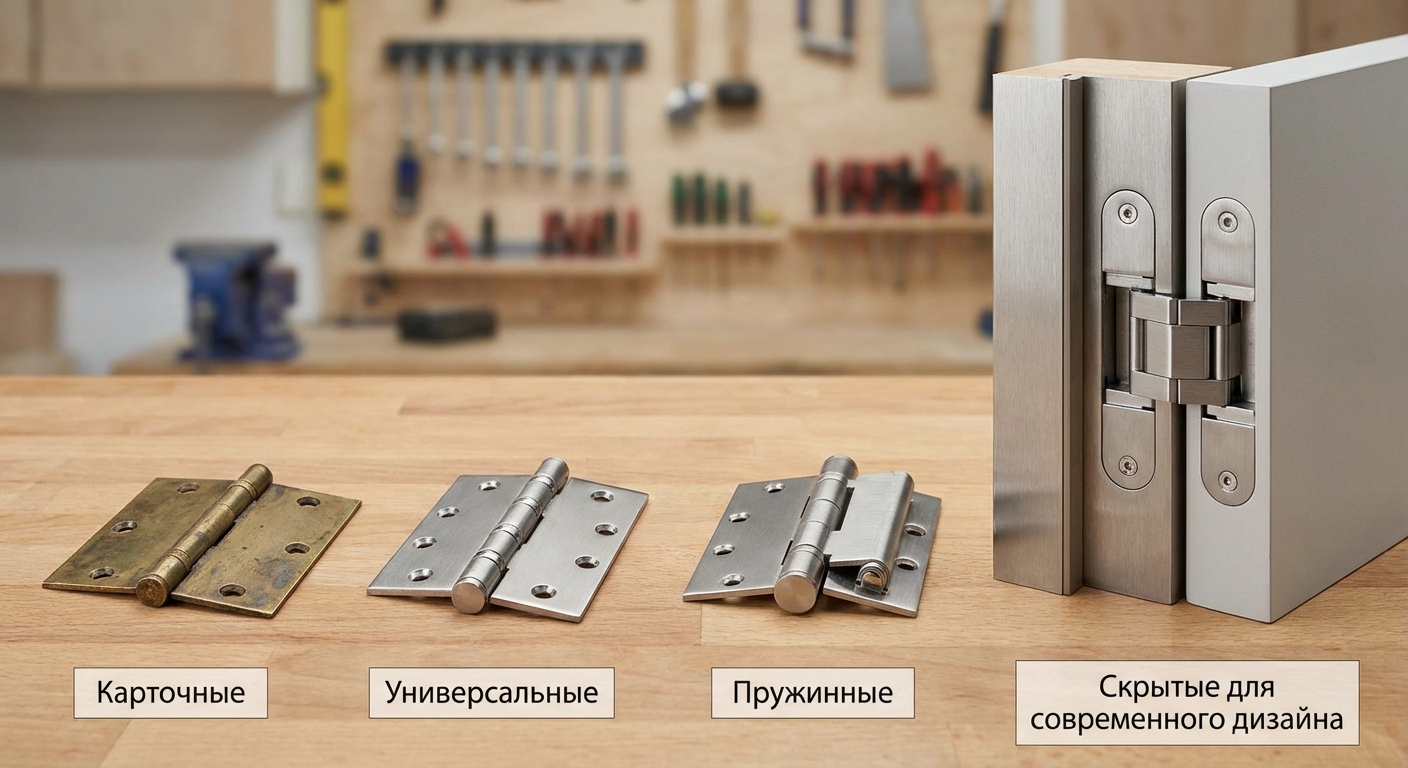 Разные типы петель для межкомнатных дверей: карточные и скрытые модели