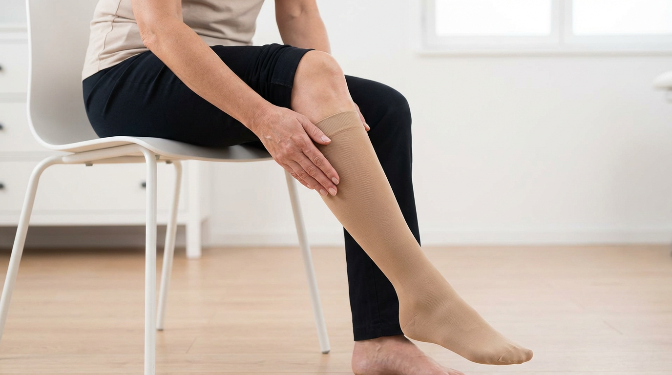 Пошаговое надевание компрессионных чулок на ногу