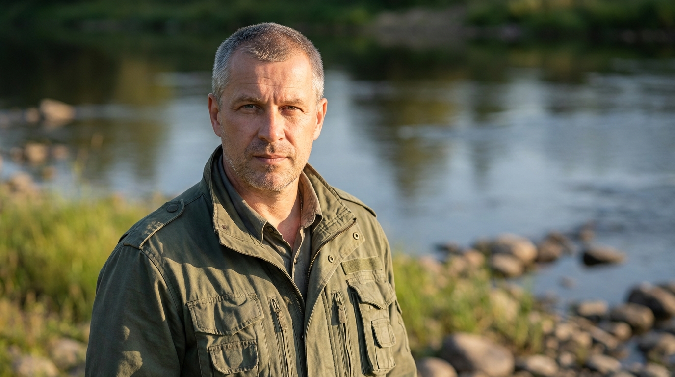 Сергей Козлов — портрет специалиста в полевых условиях у водоема