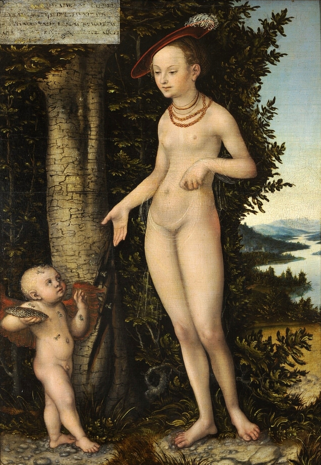 7Венера и Амур, укравший соты (Venus and Cupid, the Honey Thief with black background_1534_49.5 х 34_д.,м._Мюнхен, Национальный музей Баварии.jpg