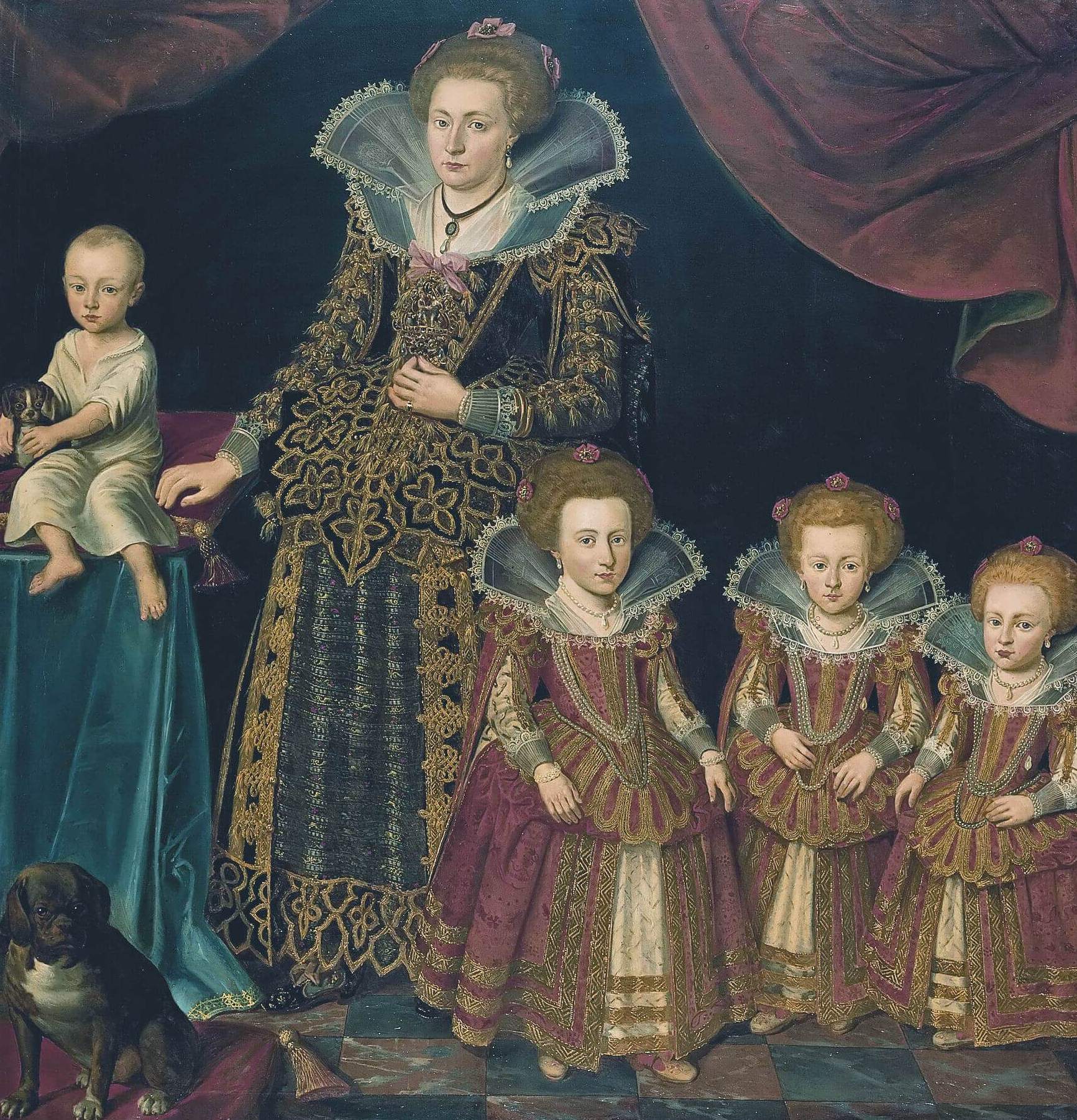 33 Jacob van Doordt  (fl. 1606–1629) Kirsten Munk with its first four children.jpg