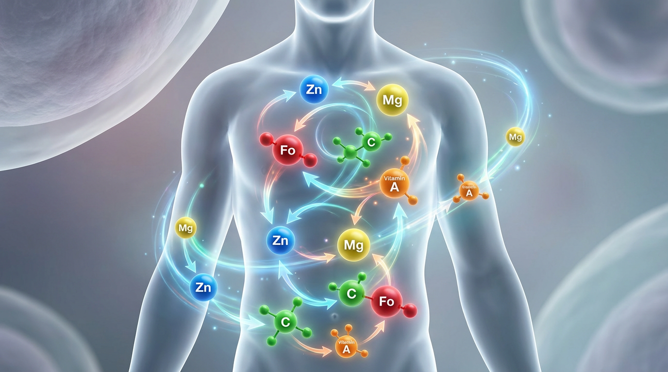 Схема взаимодействия микроэлементов и витаминов в организме