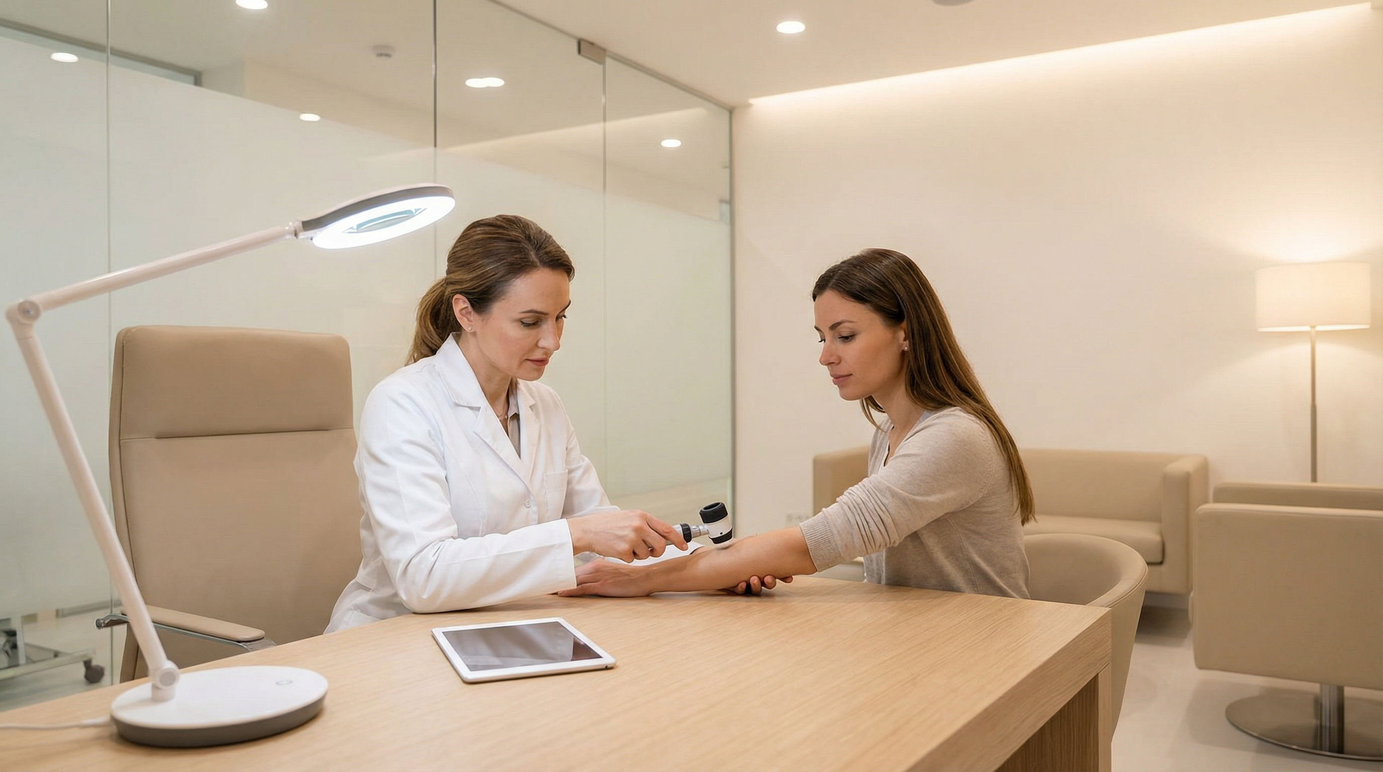 Консультация врача-косметолога перед лазерной эпиляцией тела — диагностика фототипа кожи