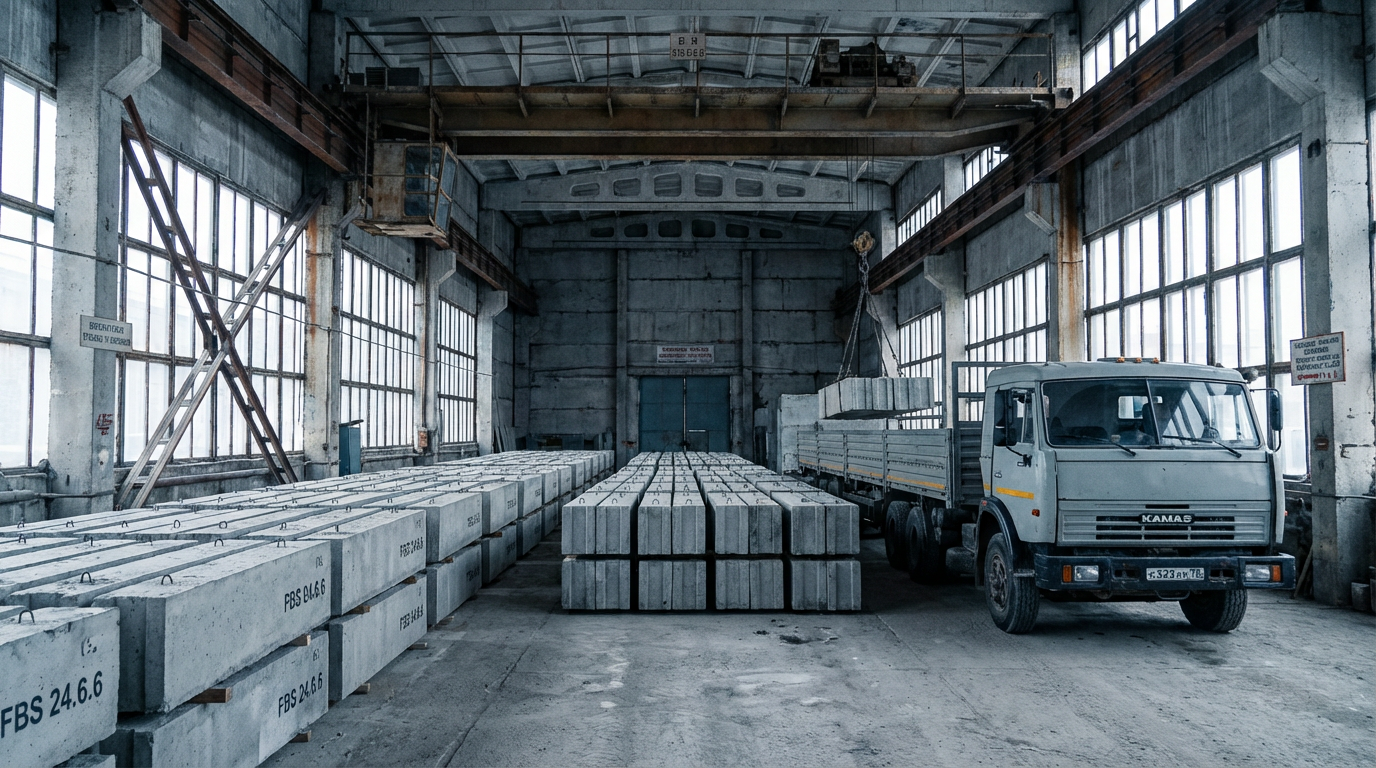 Хранение и транспортировка блоков ФБС на складе в России