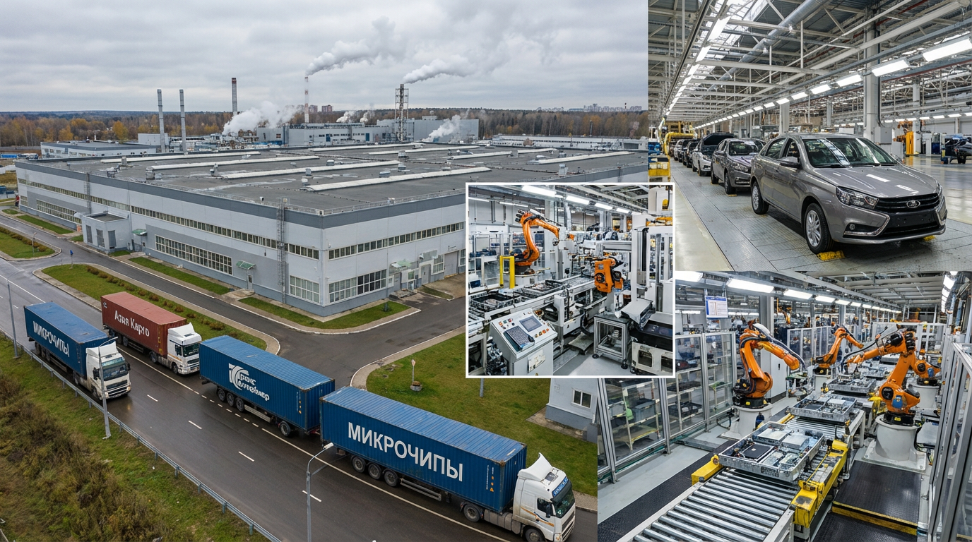 Схема цепочек поставок микроэлектроники в российском автопроме