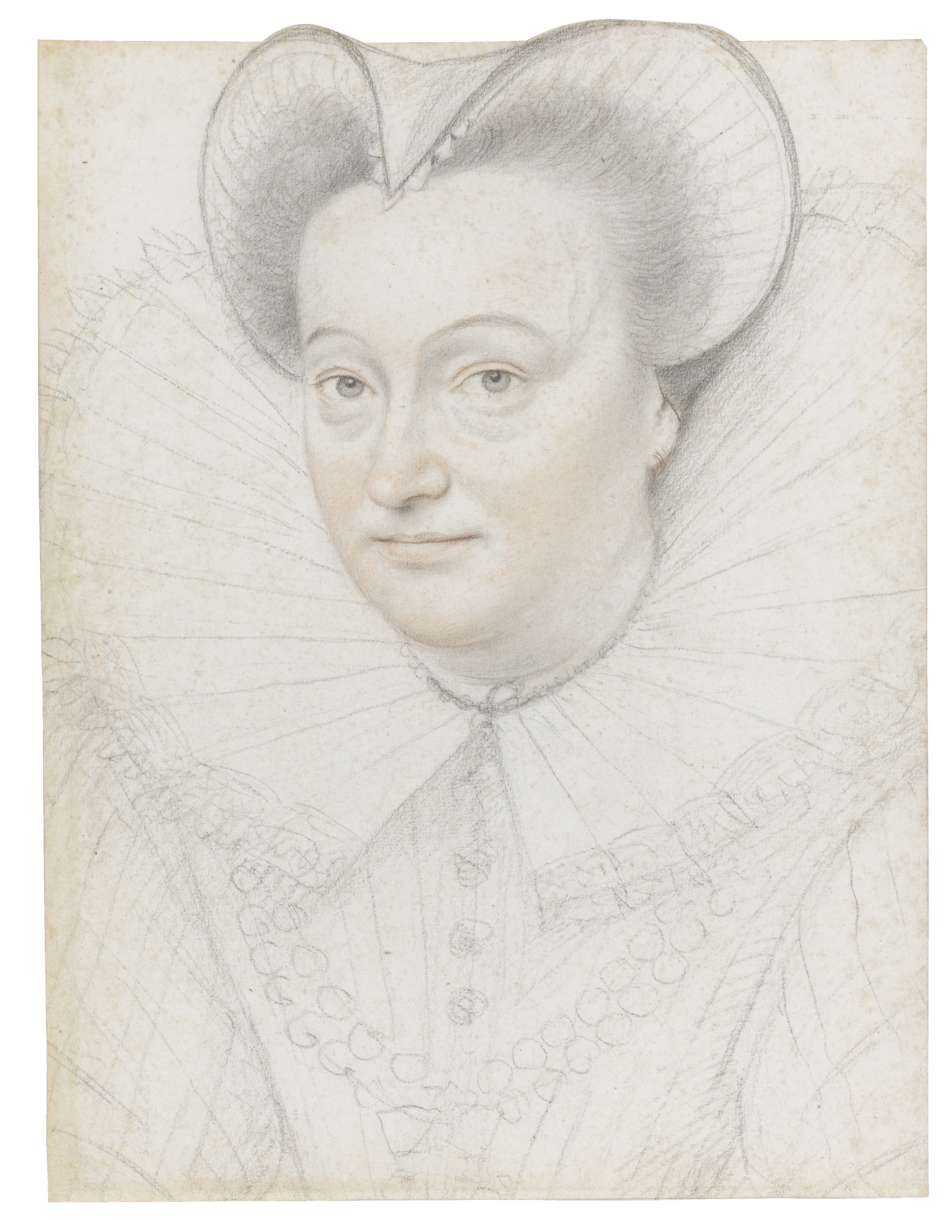 27Attributed to Fran?ois Quesnel PORTRAIT OF A WOMAN WITH A HIGH RUFF AND CAP.jpg