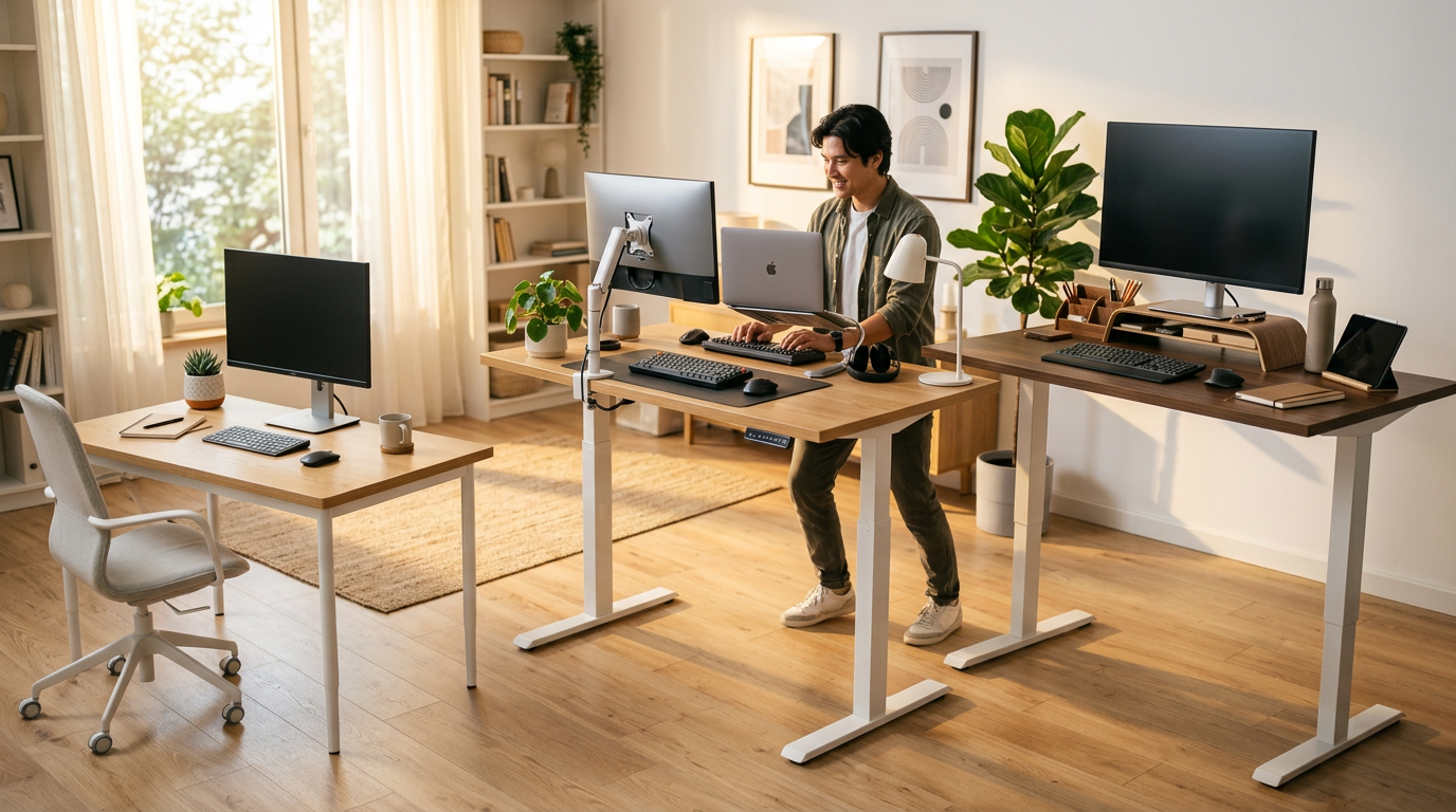 Сравнение разных моделей офисных столов по высоте и функционалу