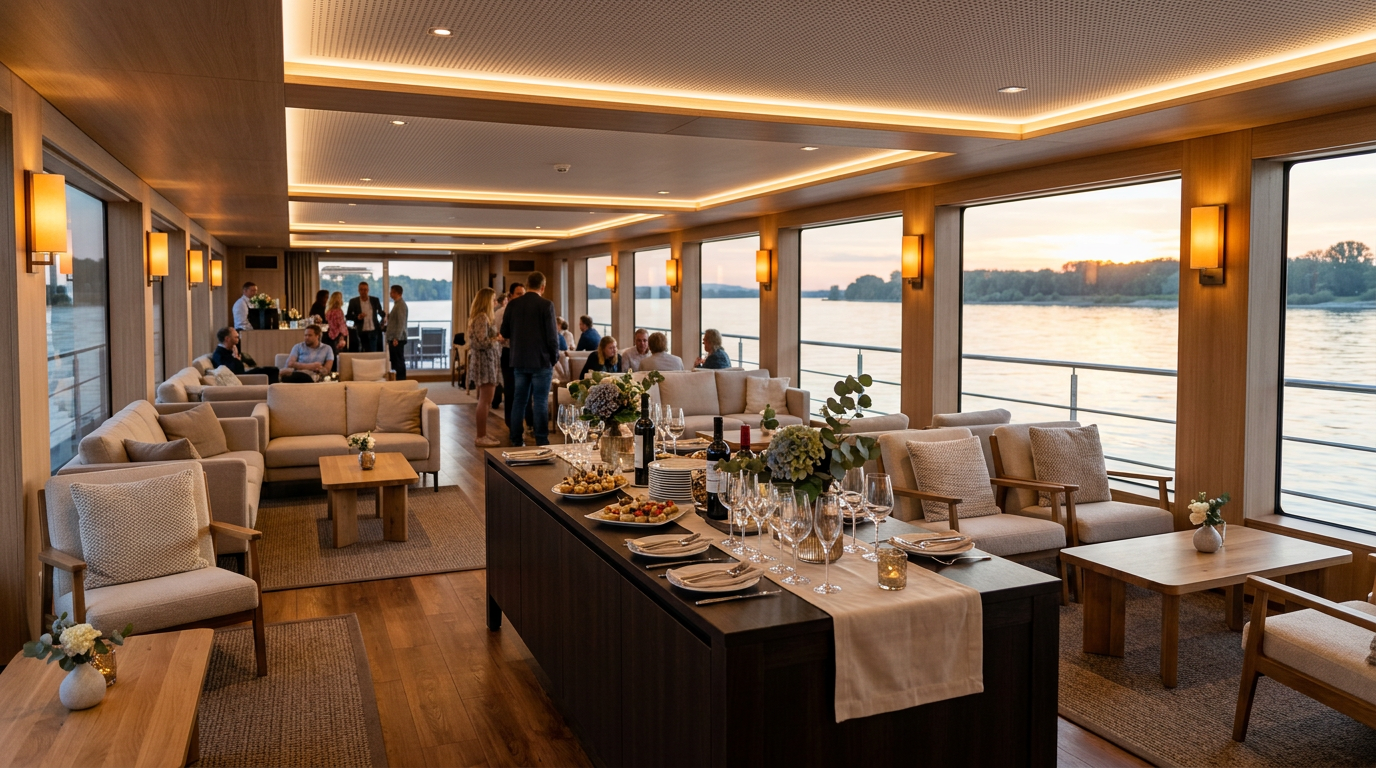 Интерьер салона теплохода для групповых мероприятий