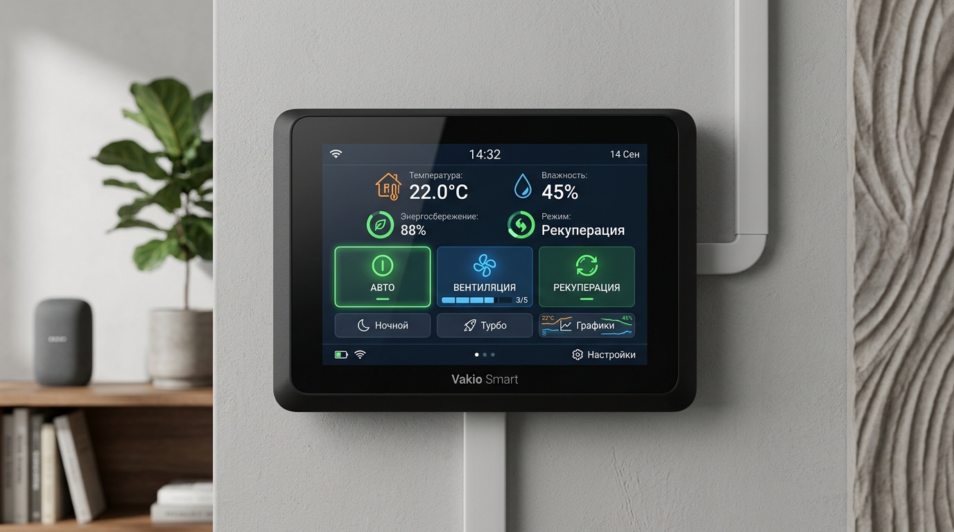 Панель управления рекуператором Vakio Smart с приложением