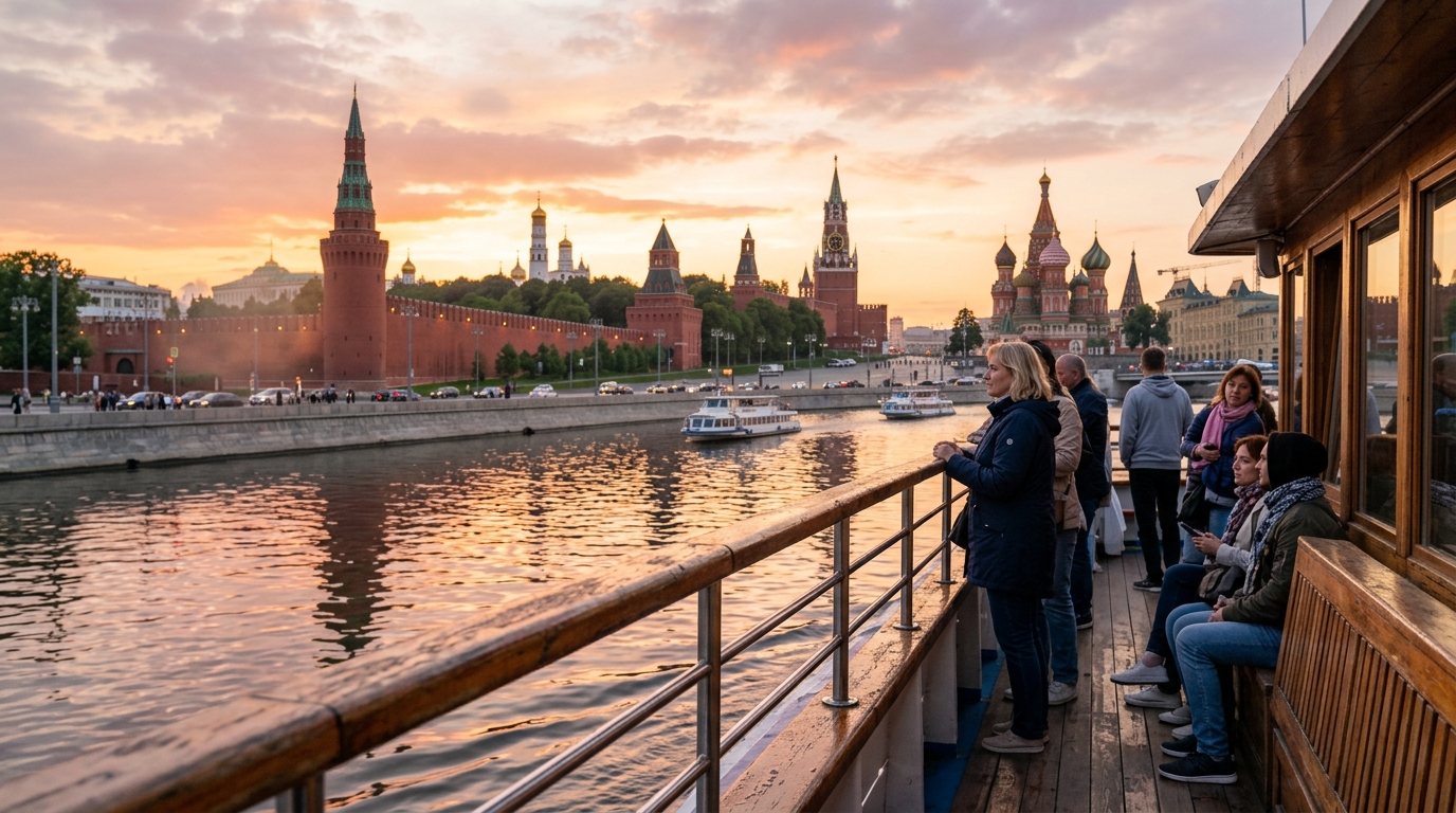Вид на Москву-реку с борта прогулочного катера у Кремля