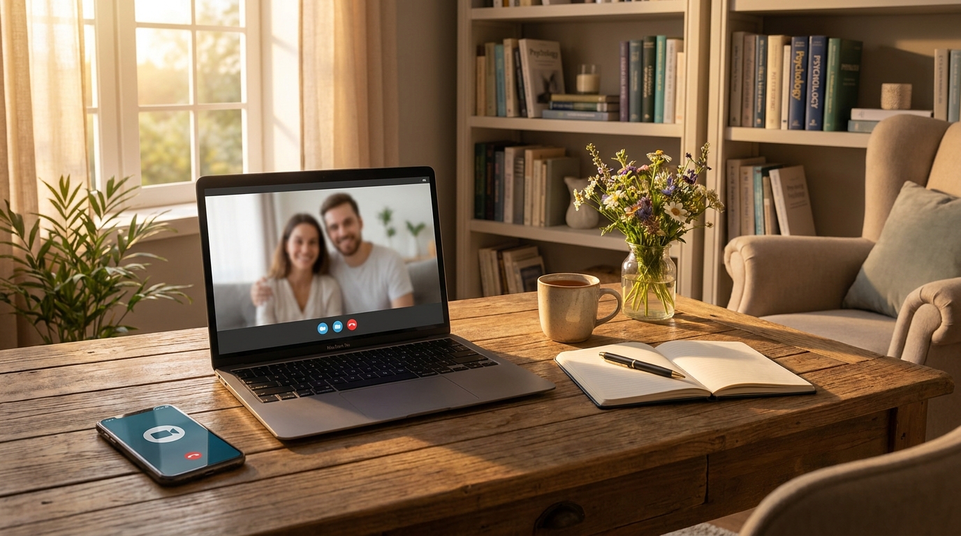 Инфографика преимуществ онлайн-консультаций семейного психолога