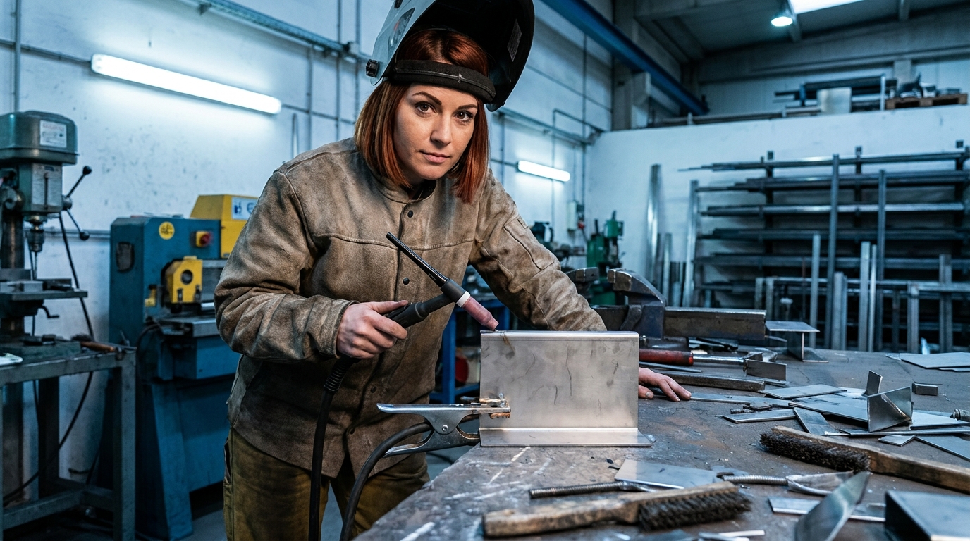 Горелка TIG: какие параметры влияют на качество сварного шва, female professional at work, workshop