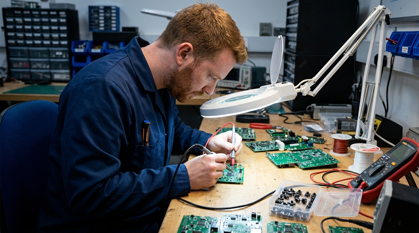 Кнопочные переключатели: виды и критерии выбора, male professional at work, workshop
