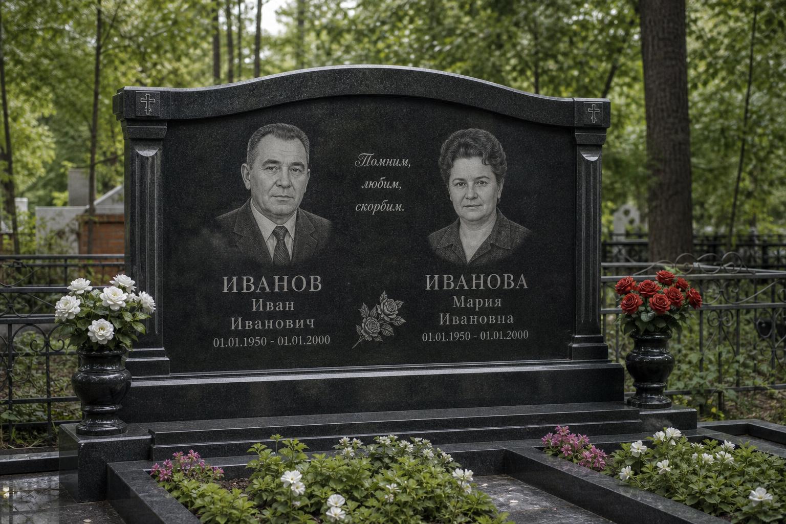 Что важно знать перед заказом памятника для родителей Гранитный памятник для родителей на кладбище с портретами