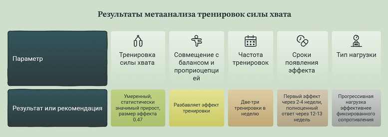 Результаты метаанализа тренировок силы хвата