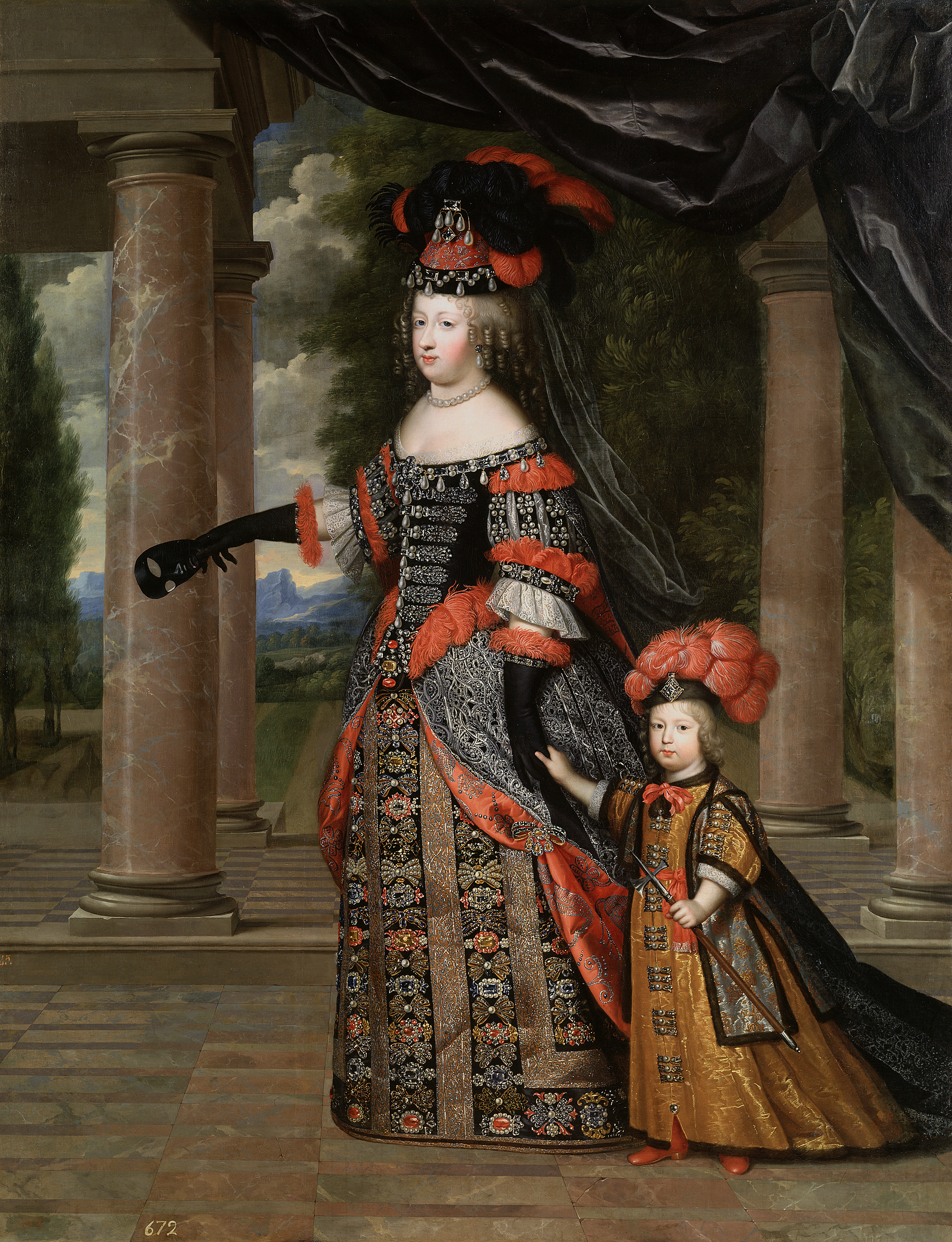 4 Queen_Marie_Th?r?se_and_her_son_the_Dauphin_of_France,_dated_circa_1663_by_Charles_Beaubrun.jpg